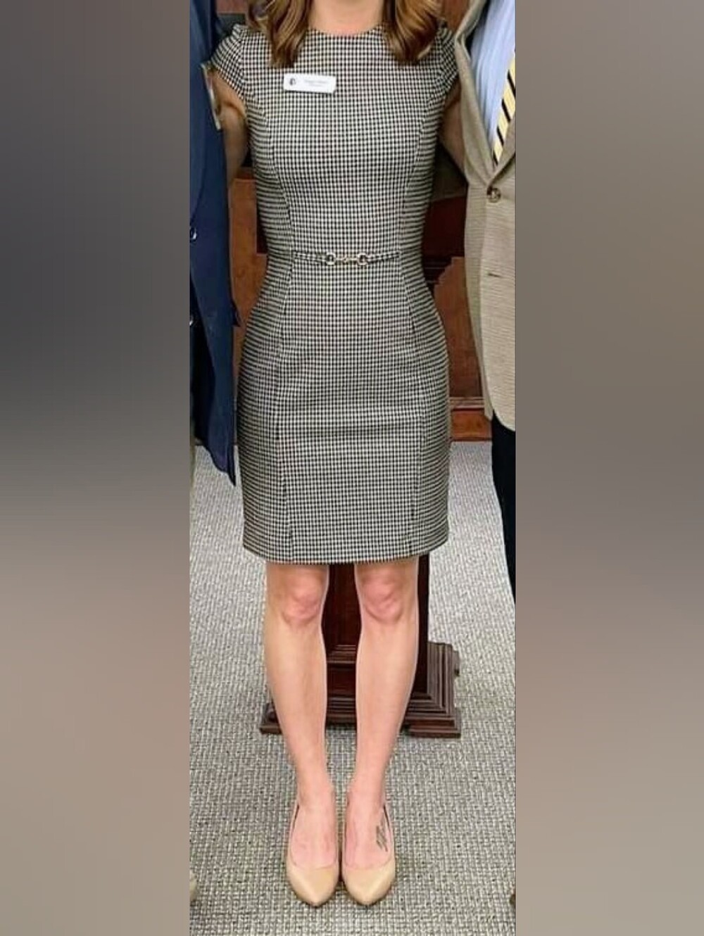 H&M Houndstooth Cap Sleeve Dress